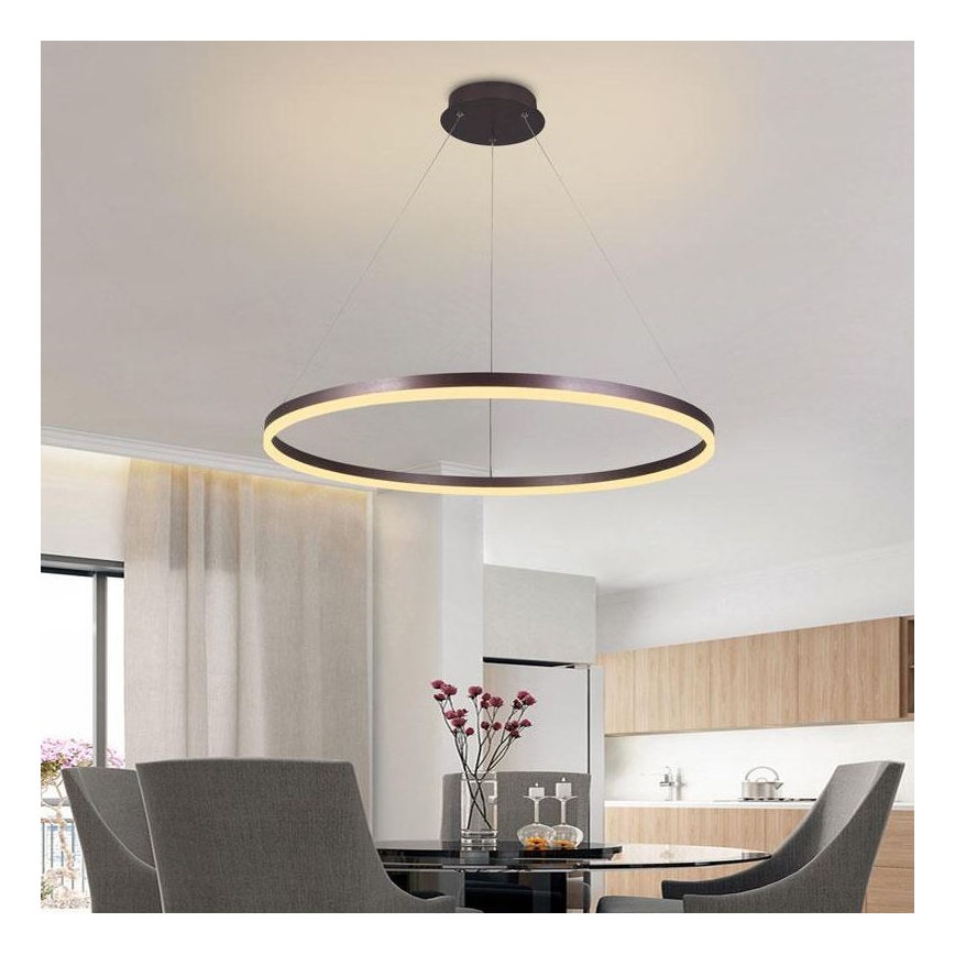 Brilagi - Lustre LED regulável suspenso por cabo CIRCLE LED/55W/230V 3000-6500K, diâmetro 80 cm, castanho + controlo remoto