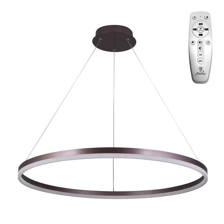 Brilagi - Lustre LED regulável suspenso por cabo CIRCLE LED/55W/230V 3000-6500K, diâmetro 80 cm, castanho + controlo remoto