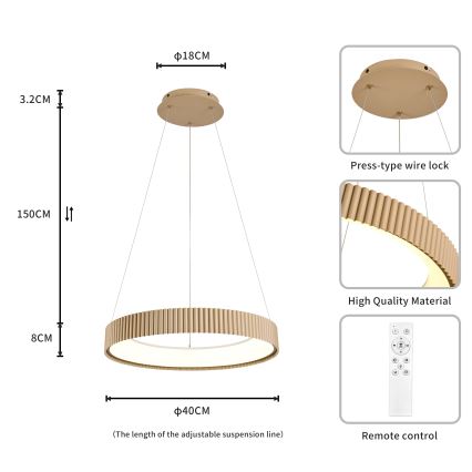 Brilagi - Lustre LED dimerizável suspenso por cabo FALCON MODERN LED/30W/230V 3000-6500K 40 cm bege + controlo remoto