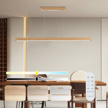 Brilagi - Lustre LED regulável suspenso por cabo OAK SMART LED/30W/230V Wi-Fi Tuya carvalho + comando remoto