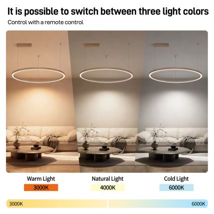 Brilagi - Lustre LED dimável suspenso por cabo PORTOFINO LED/60W/230V 3000-6000K Ø 80 cm bege + controlo remoto
