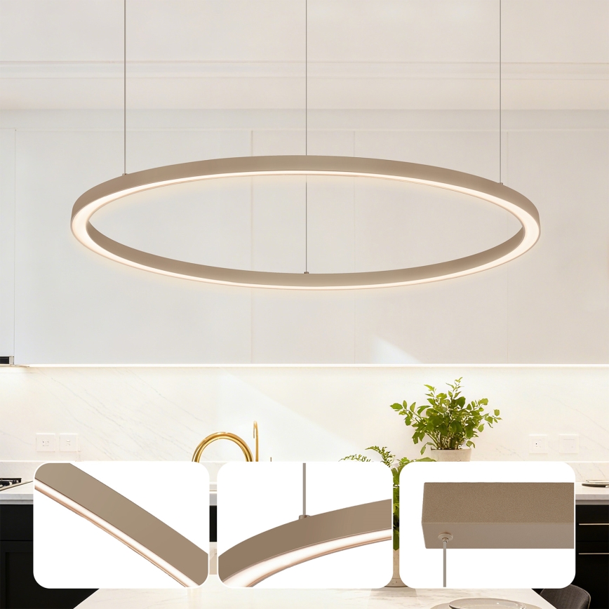 Brilagi - Lustre LED dimável suspenso por cabo PORTOFINO LED/60W/230V 3000-6000K Ø 80 cm bege + controlo remoto