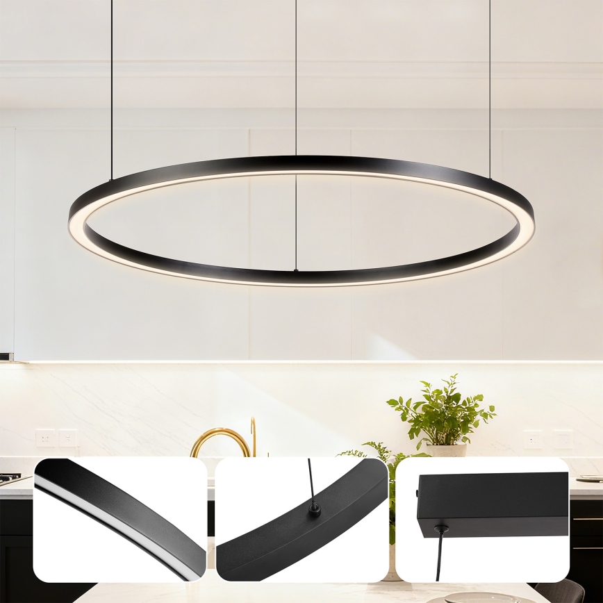 Brilagi - Lustre LED dimerizável suspenso por cabo PORTOFINO LED/60W/230V 3000-6000K Ø 80 cm preto + controlo remoto