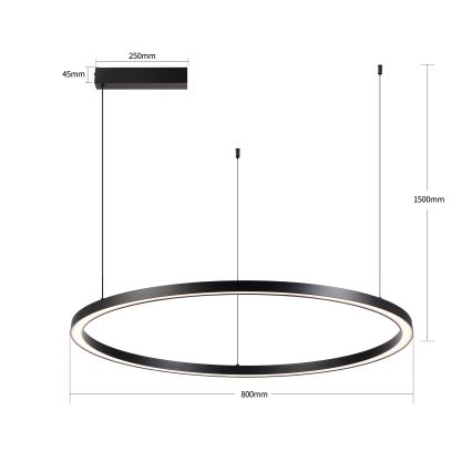 Brilagi - Lustre LED dimerizável suspenso por cabo PORTOFINO LED/60W/230V 3000-6000K Ø 80 cm preto + controlo remoto