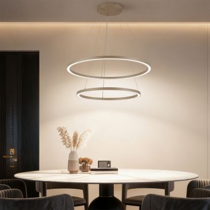 Brilagi - Lustre LED dimável pendente em cabo PORTOFINO LED/98W/230V 3000-6000K diâmetro 80 cm bege + comando à distância