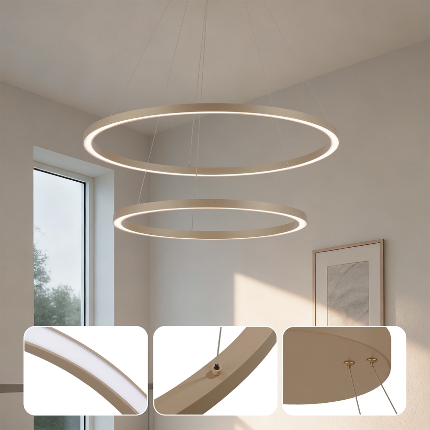 Brilagi - Lustre LED dimável pendente em cabo PORTOFINO LED/98W/230V 3000-6000K diâmetro 80 cm bege + comando à distância