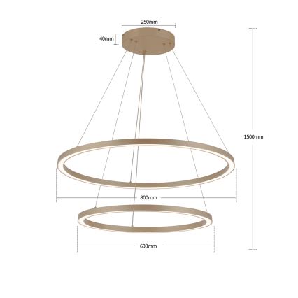 Brilagi - Lustre LED dimável pendente em cabo PORTOFINO LED/98W/230V 3000-6000K diâmetro 80 cm bege + comando à distância