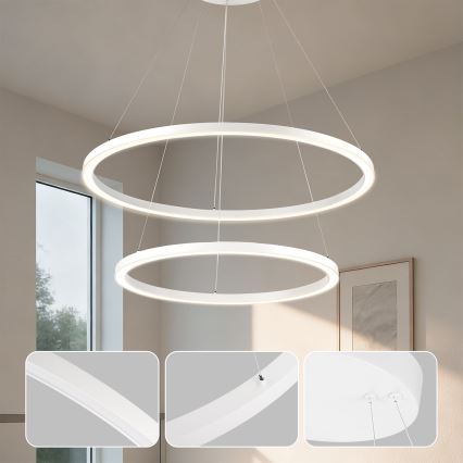 Brilagi - Lustre suspenso LED regulável em cabo PORTOFINO LED/98W/230V 3000-6000K Ø 80 cm branco + controlo remoto