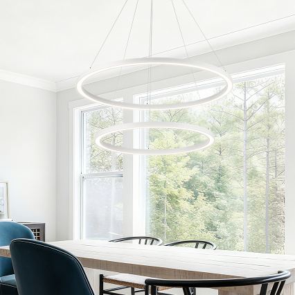 Brilagi - Lustre suspenso LED regulável em cabo PORTOFINO LED/98W/230V 3000-6000K Ø 80 cm branco + controlo remoto