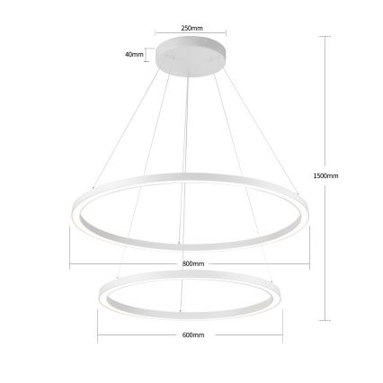 Brilagi - Lustre suspenso LED regulável em cabo PORTOFINO LED/98W/230V 3000-6000K Ø 80 cm branco + controlo remoto