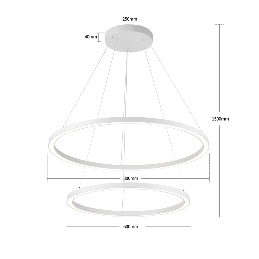 Brilagi - Lustre suspenso LED regulável em cabo PORTOFINO LED/98W/230V 3000-6000K Ø 80 cm branco + controlo remoto