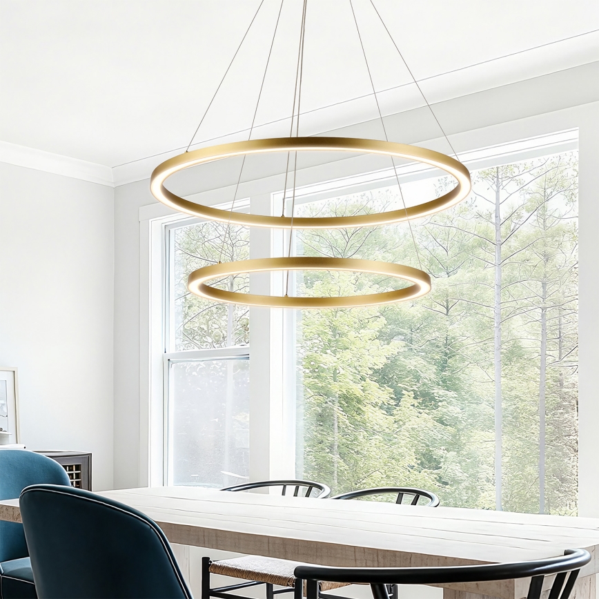 Brilagi - Lustre LED dimerizável suspenso por cabo PORTOFINO LED/98W/230V 3000-6000K diâmetro 80 cm dourado + telecomando