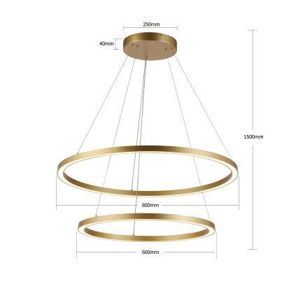 Brilagi - Lustre LED dimerizável suspenso por cabo PORTOFINO LED/98W/230V 3000-6000K diâmetro 80 cm dourado + telecomando