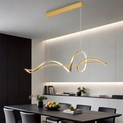 Brilagi - Lustre LED dimerizável suspenso por cabo SIGNATURE LED/55W/230V 3000-6000K 120x23 cm, acabamento dourado + controlo remoto