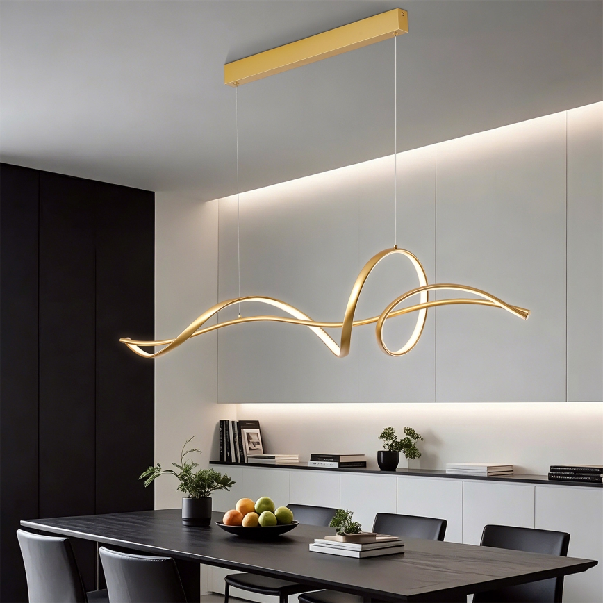 Brilagi - Lustre LED dimerizável suspenso por cabo SIGNATURE LED/55W/230V 3000-6000K 120x23 cm, acabamento dourado + controlo remoto