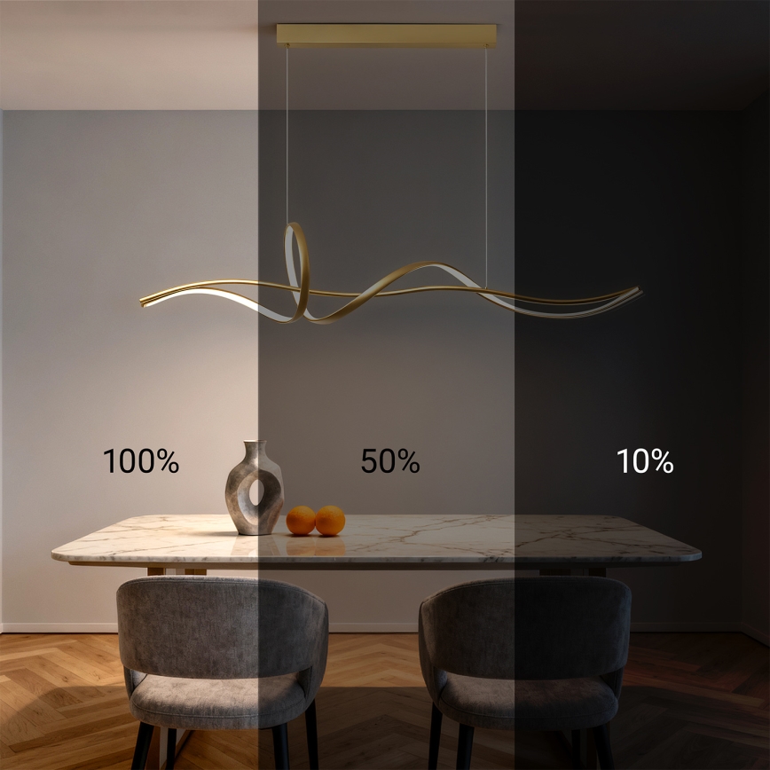 Brilagi - Lustre LED dimerizável suspenso por cabo SIGNATURE LED/55W/230V 3000-6000K 120x23 cm, acabamento dourado + controlo remoto