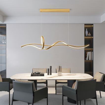 Brilagi - Lustre LED dimerizável suspenso por cabo SIGNATURE LED/55W/230V 3000-6000K 120x23 cm, acabamento dourado + controlo remoto