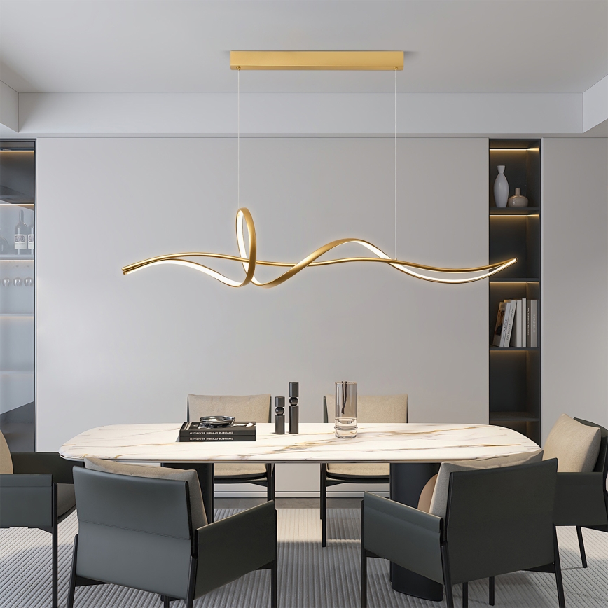 Brilagi - Lustre LED dimerizável suspenso por cabo SIGNATURE LED/55W/230V 3000-6000K 120x23 cm, acabamento dourado + controlo remoto