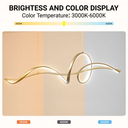 Brilagi - Lustre LED dimerizável suspenso por cabo SIGNATURE LED/55W/230V 3000-6000K 120x23 cm, acabamento dourado + controlo remoto