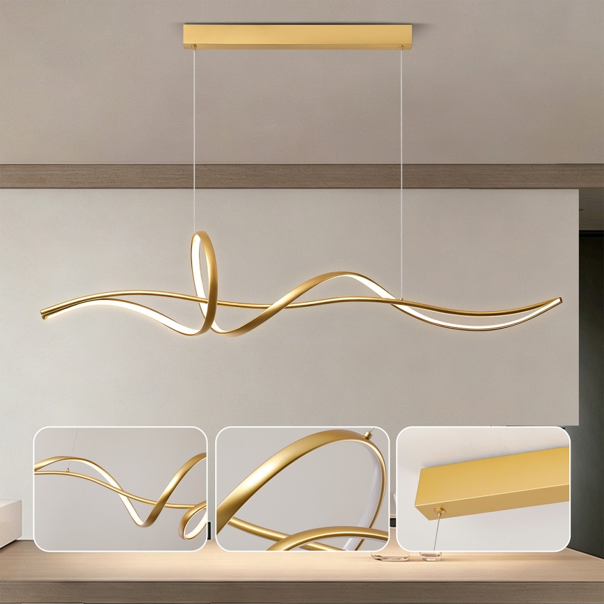 Brilagi - Lustre LED dimerizável suspenso por cabo SIGNATURE LED/55W/230V 3000-6000K 120x23 cm, acabamento dourado + controlo remoto