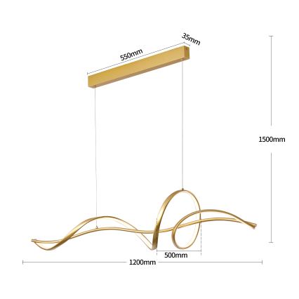 Brilagi - Lustre LED dimerizável suspenso por cabo SIGNATURE LED/55W/230V 3000-6000K 120x23 cm, acabamento dourado + controlo remoto