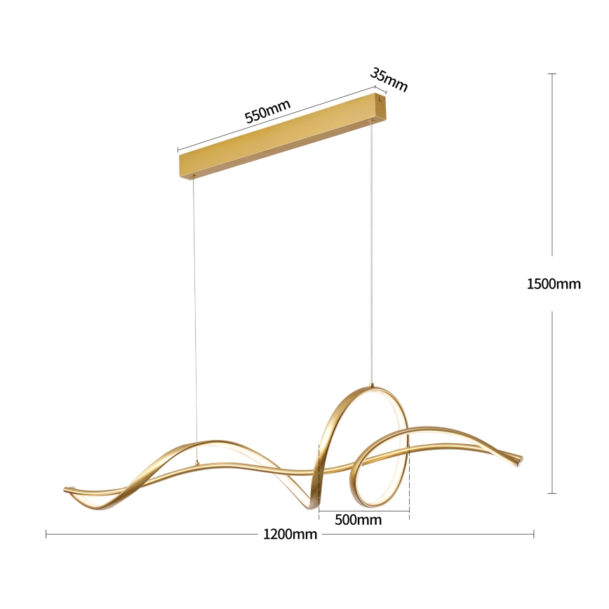 Brilagi - Lustre LED dimerizável suspenso por cabo SIGNATURE LED/55W/230V 3000-6000K 120x23 cm, acabamento dourado + controlo remoto