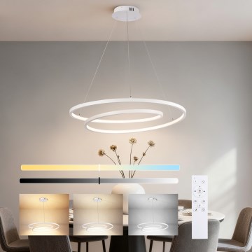 Brilagi - Lustre LED regulável suspenso por cabo TWISTER LED/75W/230V 3000-6000K Ø 70 cm branco + controlo remoto