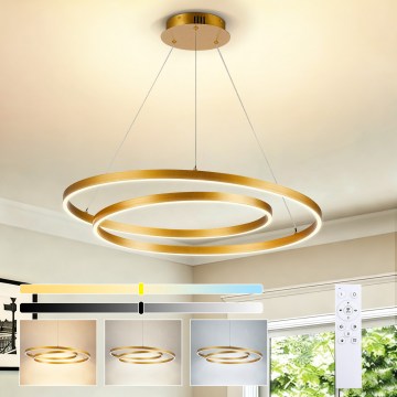 BRILAGI - Lustre LED regulável suspenso por cabo TWISTER LED/75W/230V 3000-6000K Ø 70 cm dourado + controlo remoto