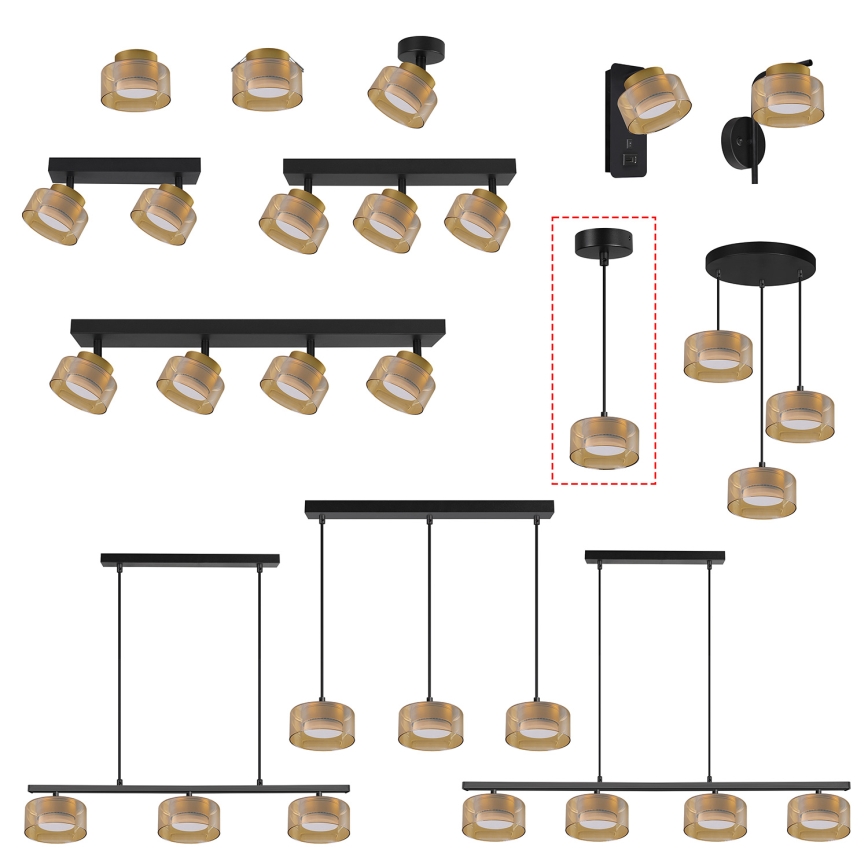 Brilagi - LED RGB+CCT Lustre pendente regulável em cabo AURA LUX 1xGX53/14W/230V 2700-6500K Wi-Fi Tuya preto/dourado
