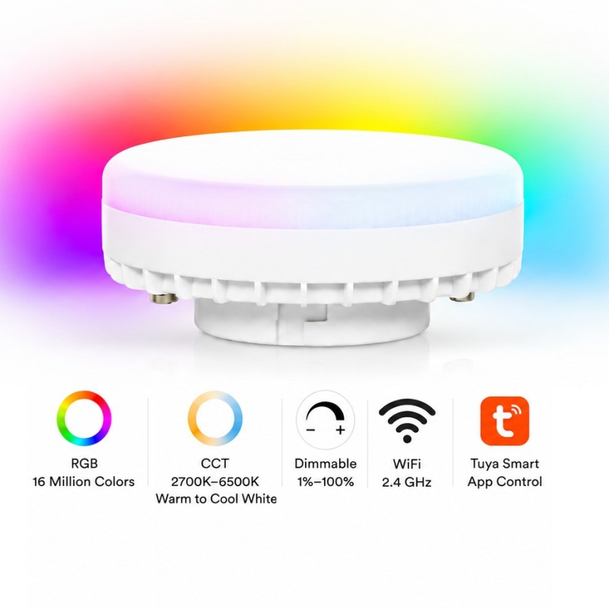 Brilagi - LED RGB+CCT Lustre pendente regulável em cabo AURA LUX 1xGX53/14W/230V 2700-6500K Wi-Fi Tuya preto/dourado