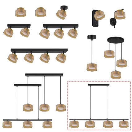 Brilagi - Lustre LED RGB+CCT dimerizável suspenso por cabo AURA LUX 4xGX53/14W/230V 2700-6500K Wi-Fi Tuya preto/dourado
