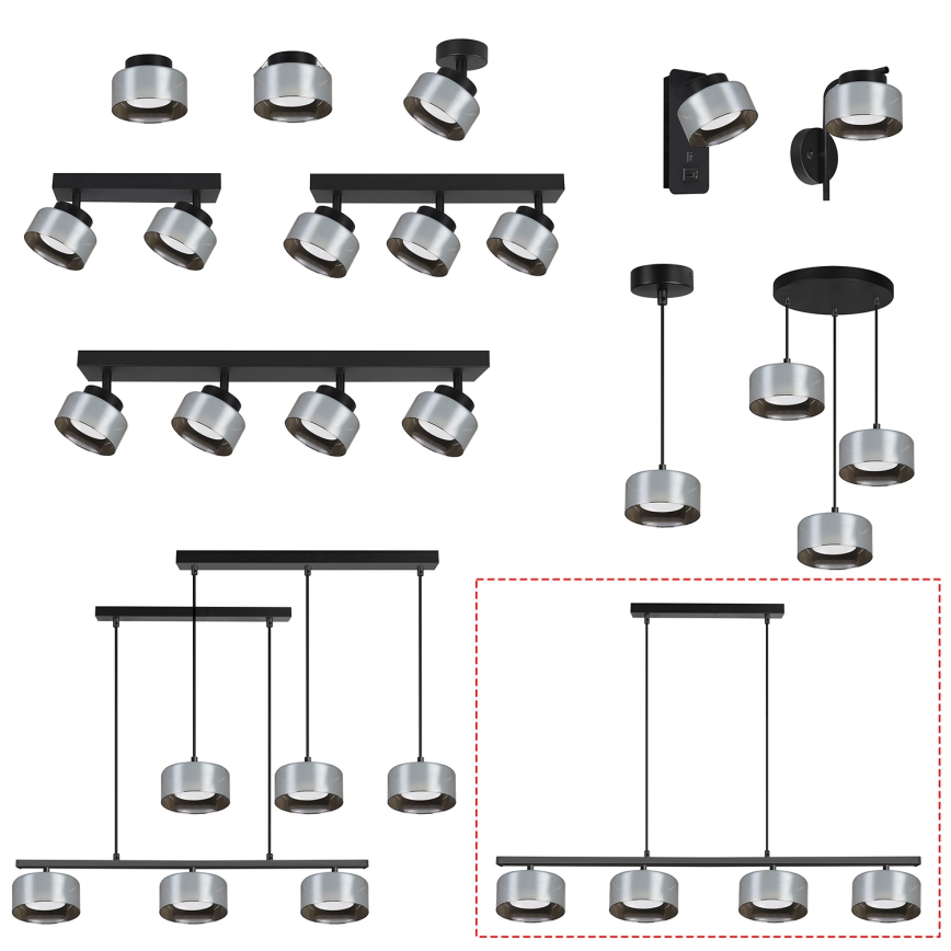 Brilagi - Lustre pendente LED RGB+CCT dimerizável em cabo AURA LUX 4xGX53/14W/230V 2700-6500K Wi-Fi Tuya preto/fumê