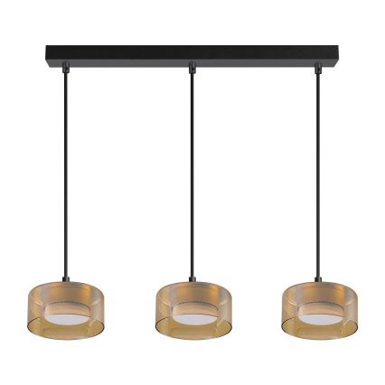 Brilagi - Lustre pendente LED RGB+CCT regulável AURA LUX 3xGX53/14W/230V 2700-6500K Wi-Fi Tuya preto/dourado