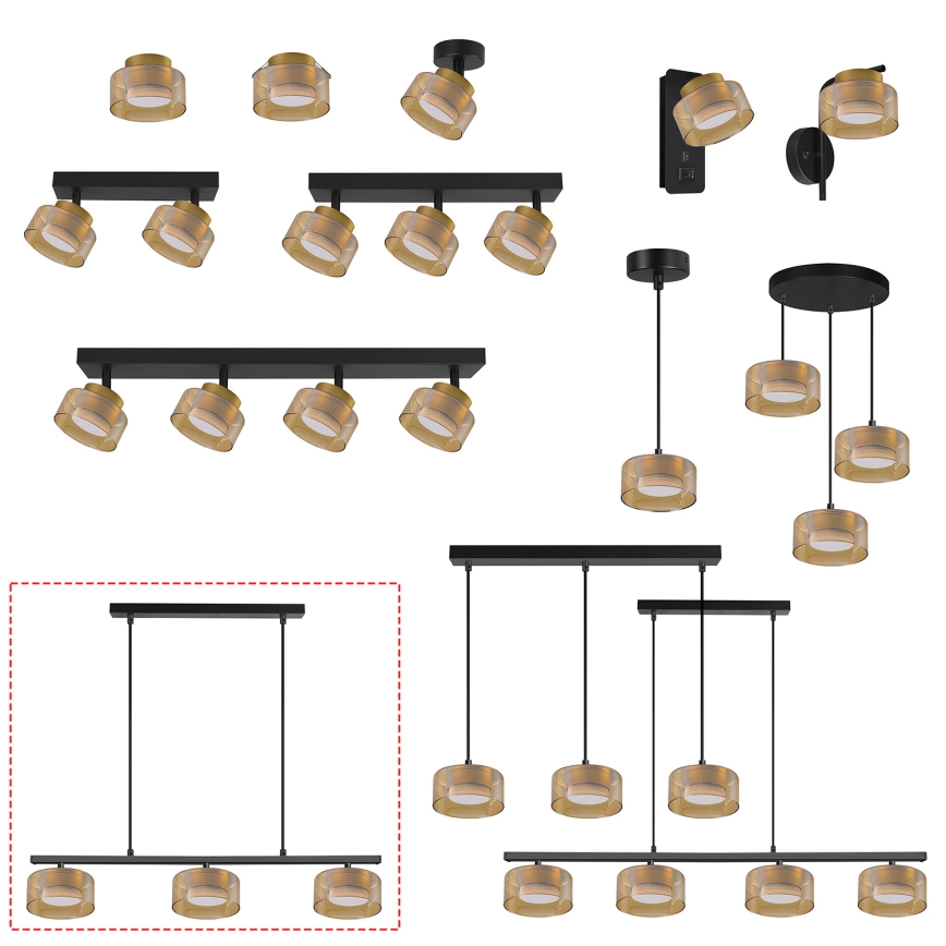 BRILAGI - LED RGB+CCT Lustre suspenso dimerizável AURA LUX 3xGX53/14W/230V 2700-6500K Wi-Fi Tuya preto/dourado