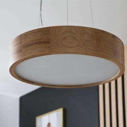 BRILAGI - Lustre suspenso LED RGBW dimerizável em cabo CARVALHO 2xE27/12W/230V 2700-6500K Wi-Fi, acabamento em carvalho, diâmetro 37 cm