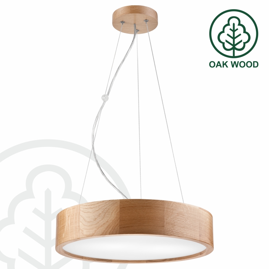 Brilagi - Lustre suspenso LED RGBW dimerizável em cabo CARVALHO 2xE27/15W/230V 2700-6500K Wi-Fi, acabamento em carvalho, diâmetro 37 cm