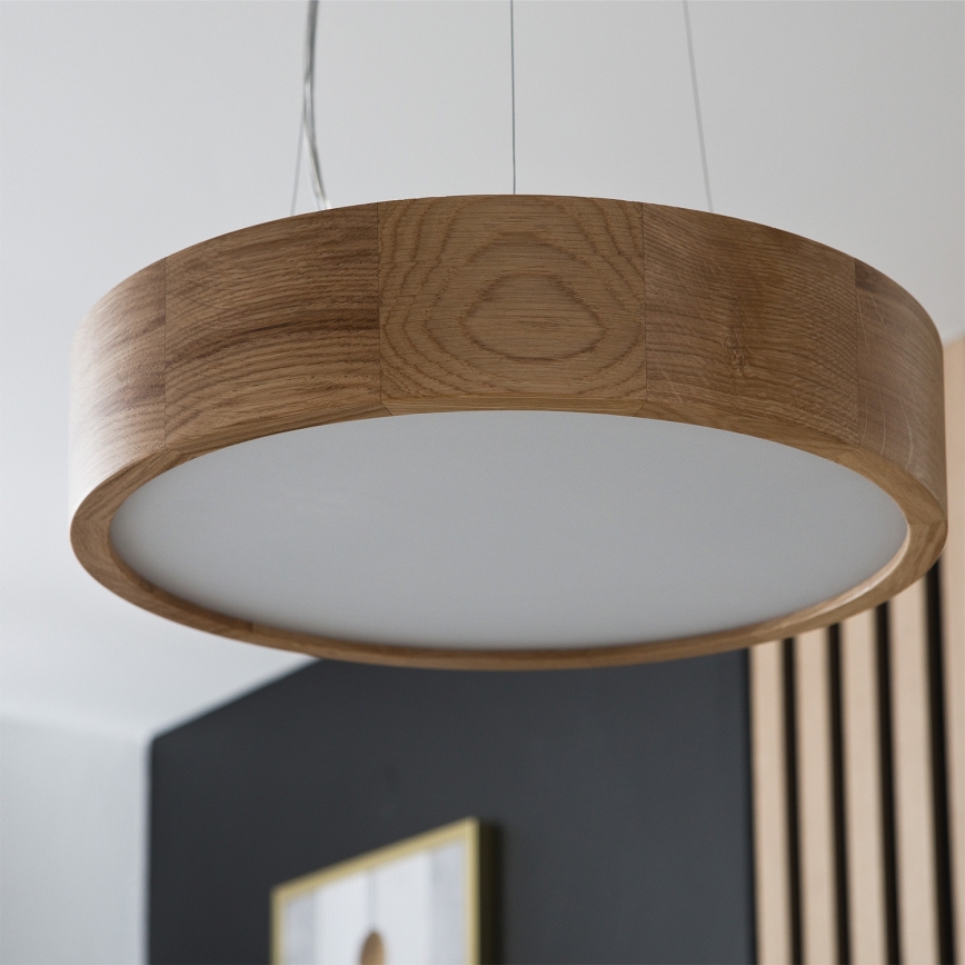Brilagi - Lustre suspenso LED RGBW dimerizável em cabo CARVALHO 2xE27/9W/230V 2700-6500K Wi-Fi, acabamento em carvalho, diâmetro 37 cm