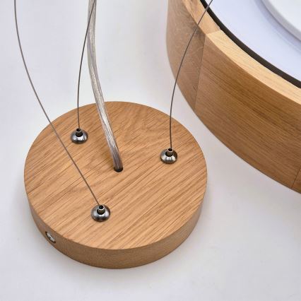 Brilagi - Lustre suspenso LED RGBW dimerizável em cabo CARVALHO 2xE27/9W/230V 2700-6500K Wi-Fi, acabamento em carvalho, diâmetro 37 cm