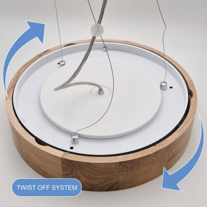 Brilagi - Lustre LED RGBW dimerizável CARVALHO 3xE27/15W/230V Wi-Fi, acabamento carvalho, Ø 47,5 cm