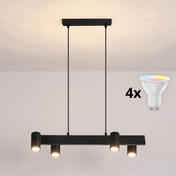 Brilagi - Lustre LED RGBW regulável suspenso por cabo SELE 4xGU10/6,5W/230V 2700-6500K preto