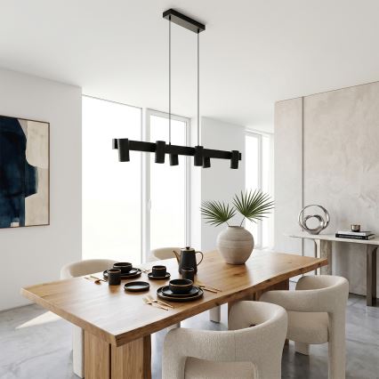 Brilagi - Lustre pendente LED RGBW regulável suspenso por cabo SELE 6xGU10/6,5W/230V 2700-6500K preto + controlo remoto