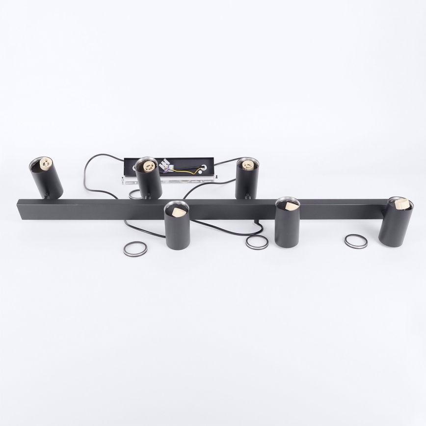 Brilagi - Lustre pendente LED RGBW regulável suspenso por cabo SELE 6xGU10/6,5W/230V 2700-6500K preto + controlo remoto