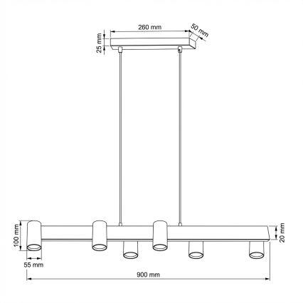 Brilagi - Lustre pendente LED RGBW regulável suspenso por cabo SELE 6xGU10/6,5W/230V 2700-6500K preto + controlo remoto