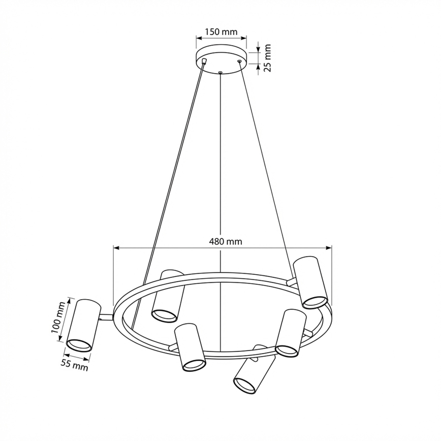 Brilagi - Lustre LED RGBW regulável suspenso por cabo SELE 6xGU10/6,5W/230V 2700-6500K preto + comando remoto