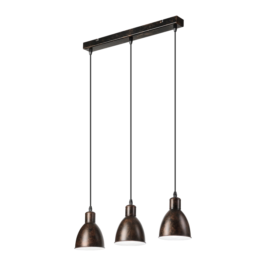 Brilagi - Lustre LED RIDDY suspenso por cabo 3xE27/60W/230V cobre/pátina