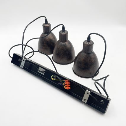 Brilagi - Lustre LED RIDDY suspenso por cabo 3xE27/60W/230V cobre/pátina