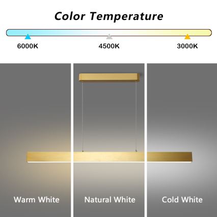 Brilagi - Lustre LED suspenso em cabo SLEEKLINE LED/40W/230V 3000/4500/6000K dourado
