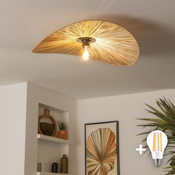 Brilagi - Lustre LED sobreposto CERIA BOHO 1xE27/40W/230V Ø 60 cm ráfia/carvalho