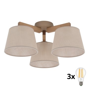 BRILAGI - Lustre LED sobreposto LATTE SABIA 3xE27/15W/230V pinho/bege