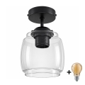 BRILAGI - Lustre LED sobreposto RETRO GLASS 1xE27/60W/230V Ø 26 cm preto/cinza fumê